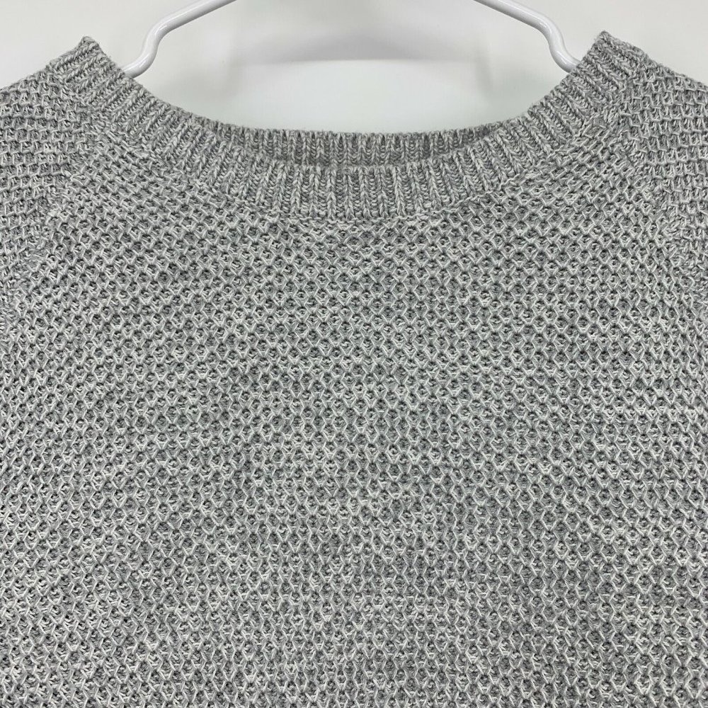 Ann Taylor LOFT Sweater Gray Pullover Knit Crew Neck Split Back - Picture 2 of 9